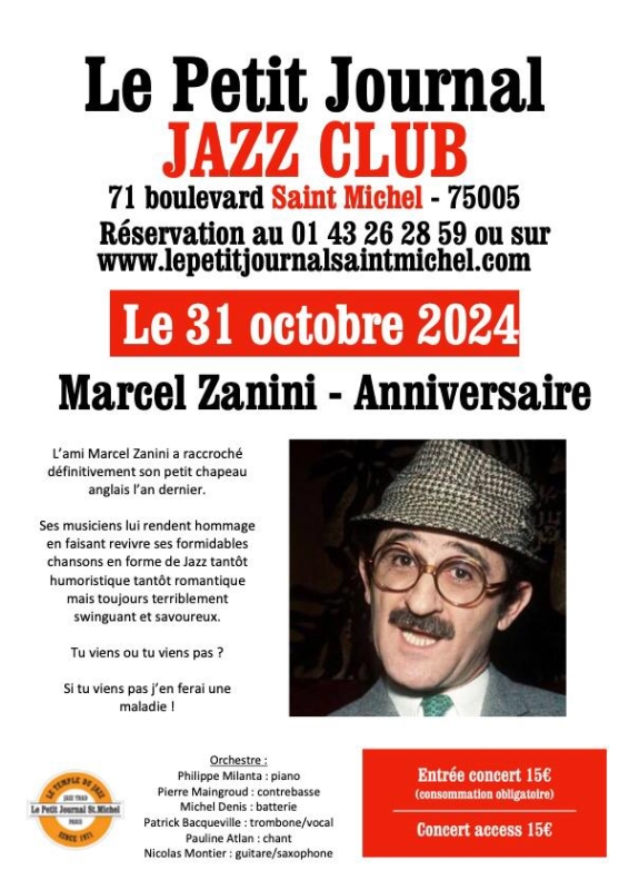 ZANINI-VERSAIRE LE 31 OCTOBRE AU PETIT JOURNAL SAINT MICHEL